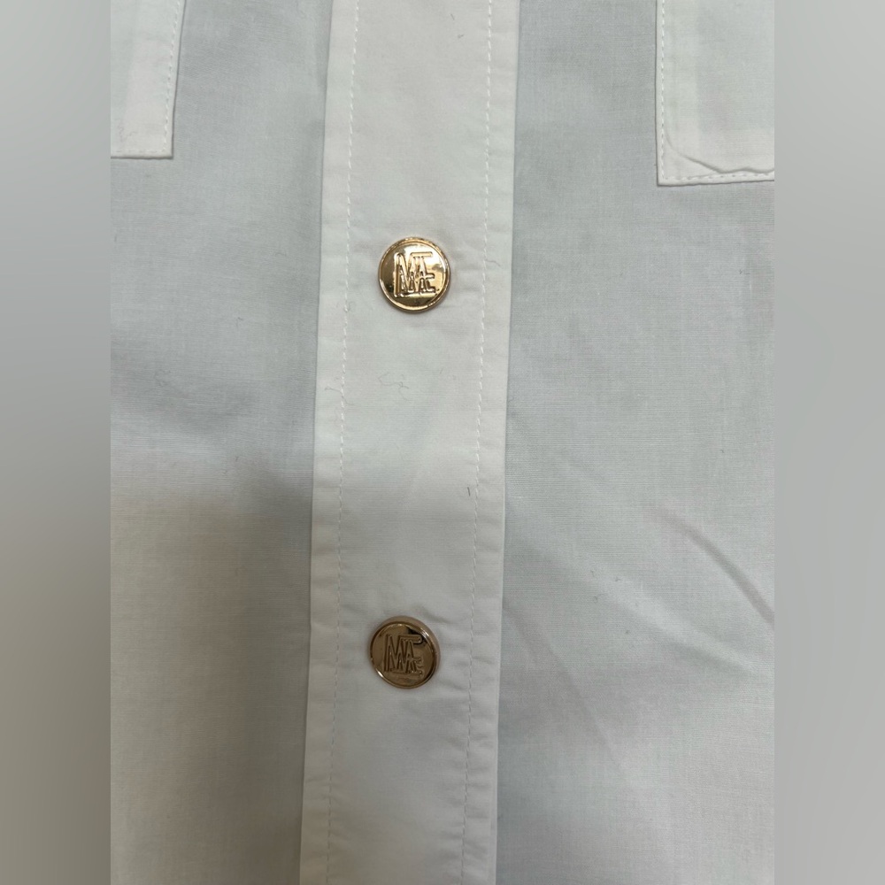 Maje Carlita Cropped Cotton Shirt in White, Size M (2) - Picture 10 of 15